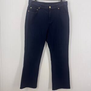 Lauren Ralph Lauren Pants Womens 10 Navy Blue Stretch Cotton Casual Preppy Mom